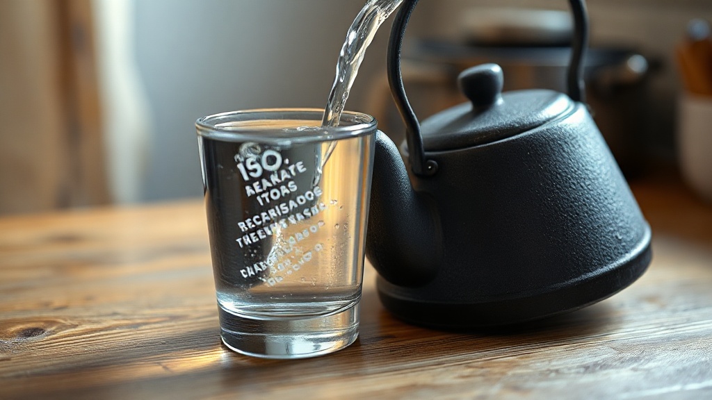 Eau filtrée versée dans une théière en fonte pour préparer un thé vert à la bonne température