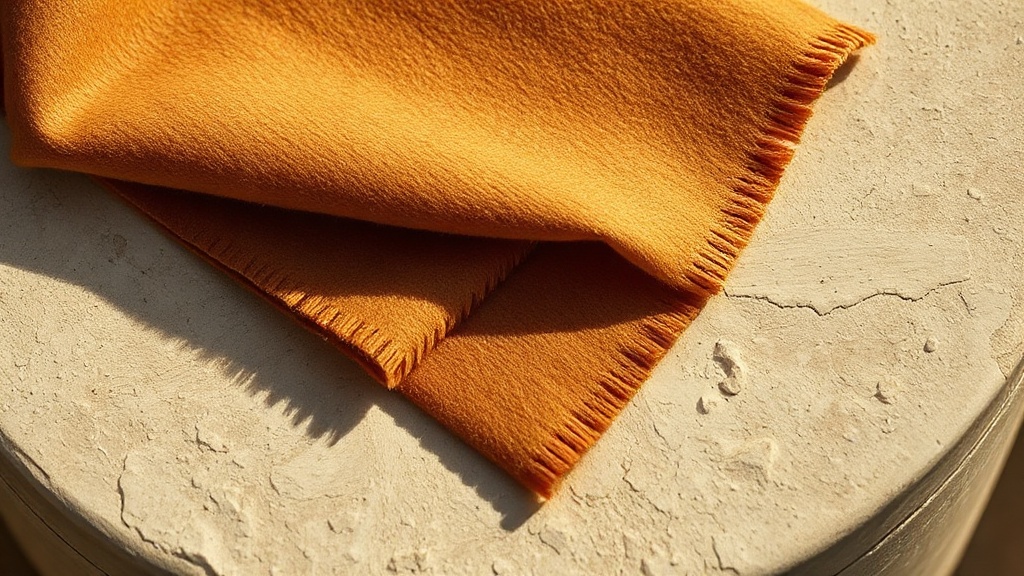 Double face cashmere fabric folded to show both exterior nap and clean interior surface