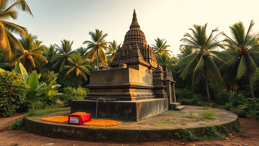 Stupa bouddhiste ancien en pierre dans la vallée du Gange, berceau des origines du bouddhisme