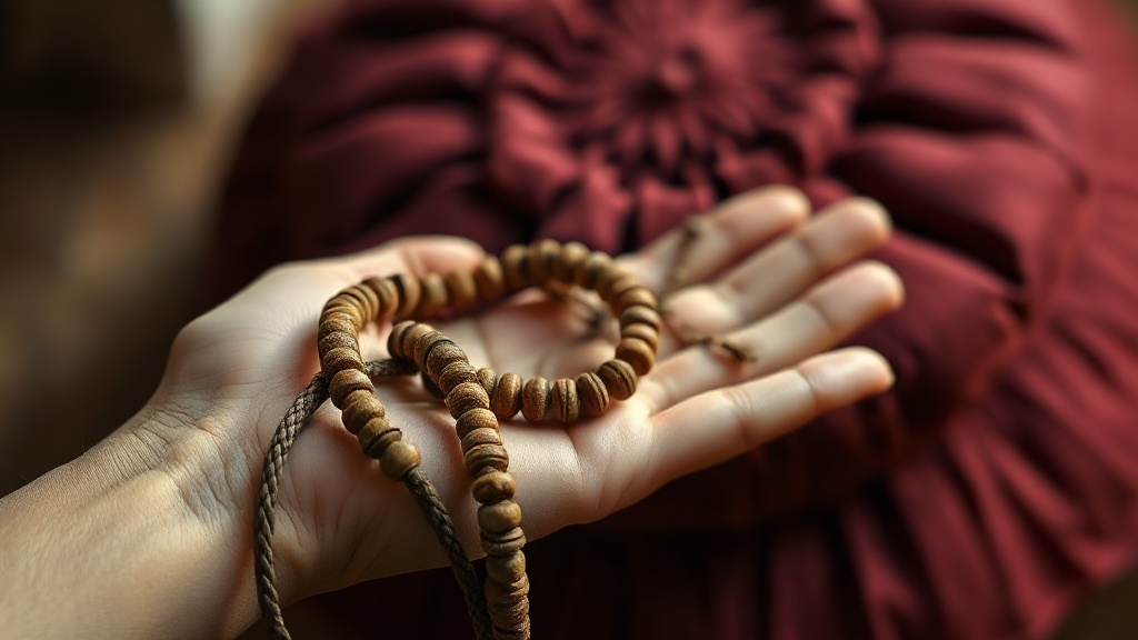Mala bouddhiste en bois pour accompagner la récitation des mantras