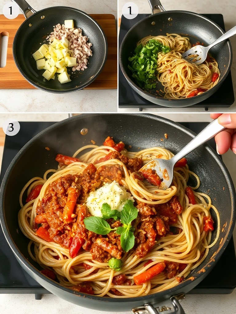spaghetti bolognaise preparation