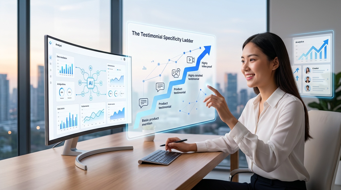 A Escada de Especificidade de Testemunhos: Como Orientar Criadores para Prova que Converte