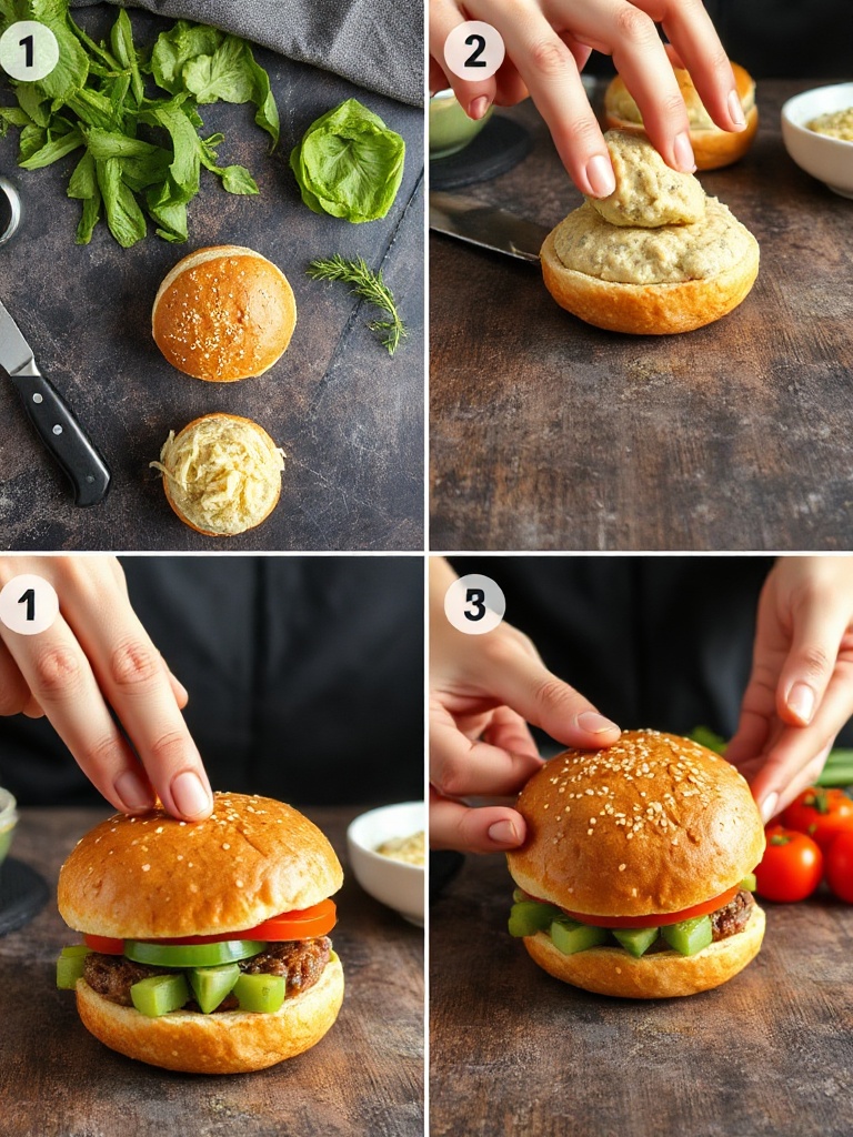 mini burger preparation