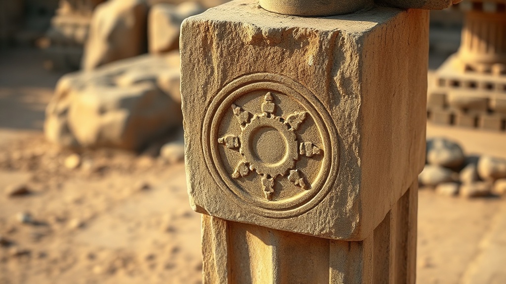 Colonne d'Ashoka avec chakra à 24 rayons, art indien classique du IIIe siècle av. J.-C.