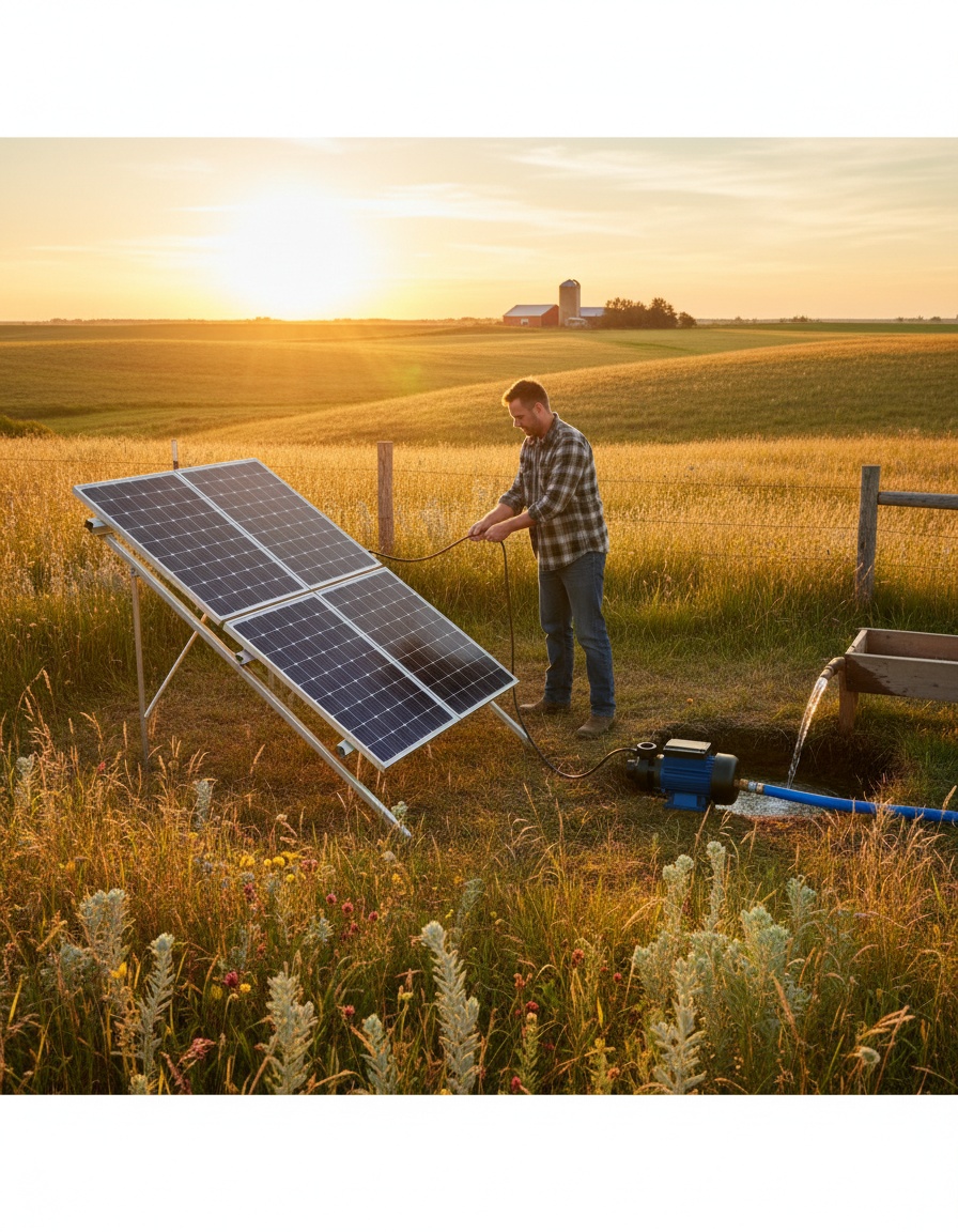 Innovador sistema de bombeo solar de 180W para zonas rurales