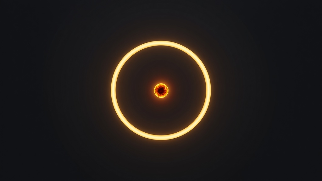 Luminous ring wrapping a steady ember — a continuous loop around a contained light, visualizing an AI harness as the deterministic production-safety layer that wraps a probabilistic LLM.