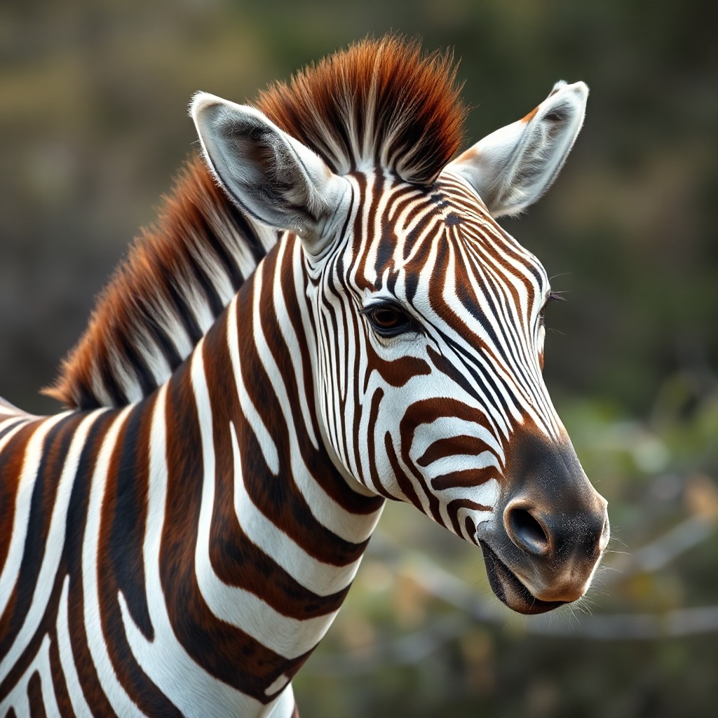 A gold and white zebra in a a safari