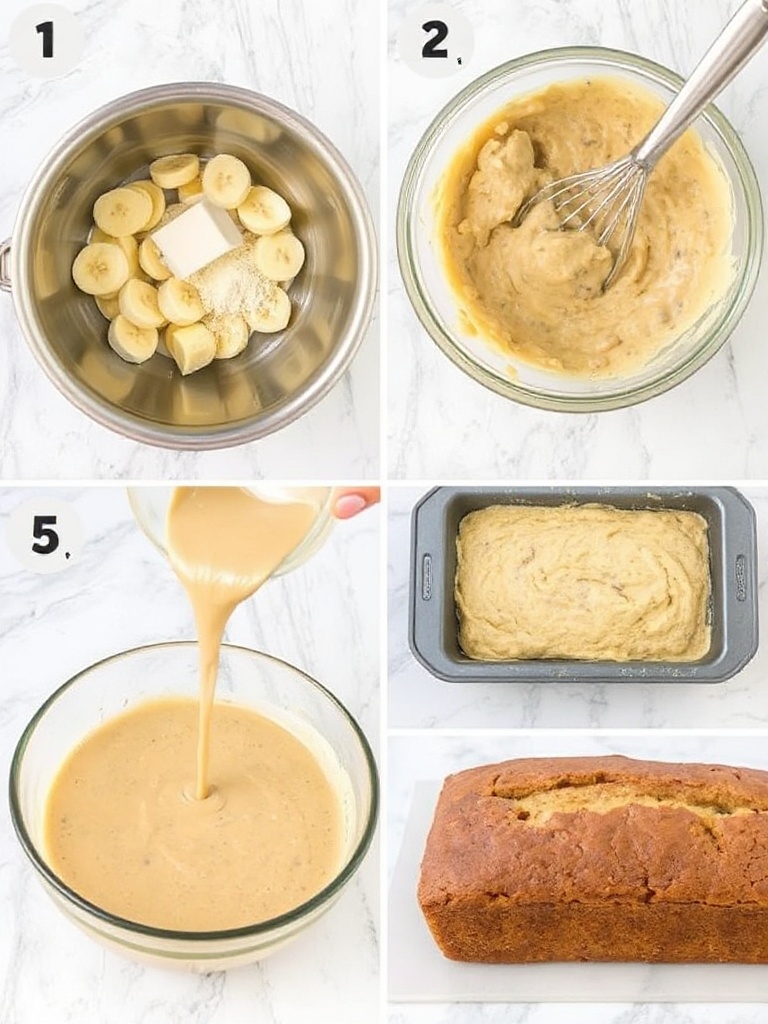 recette banana bread preparation