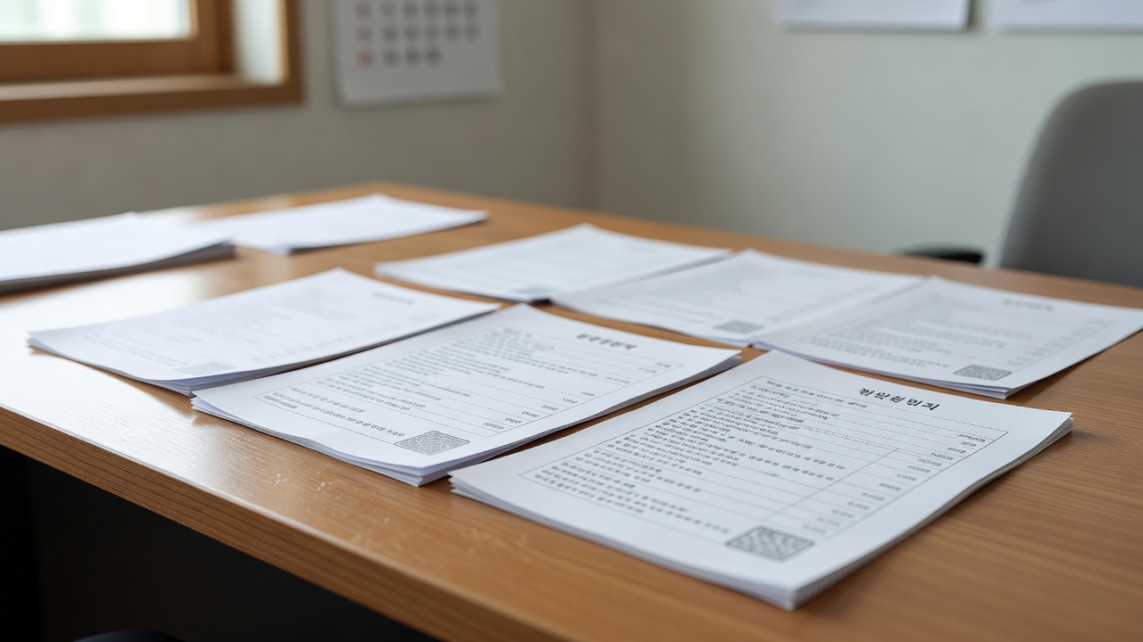 official government document and contract papers spread on a wooden desk