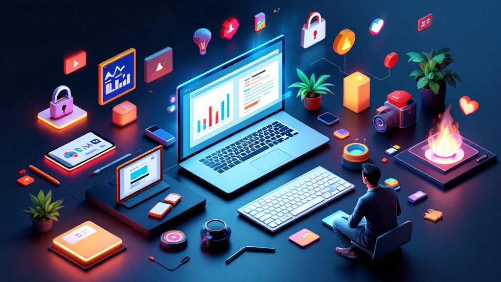Cybersecurity concept showing a person protecting against phishing email scams with digital shield and lock icons