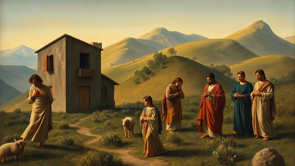 A serene religious scene symbolizing renewal and humble grace