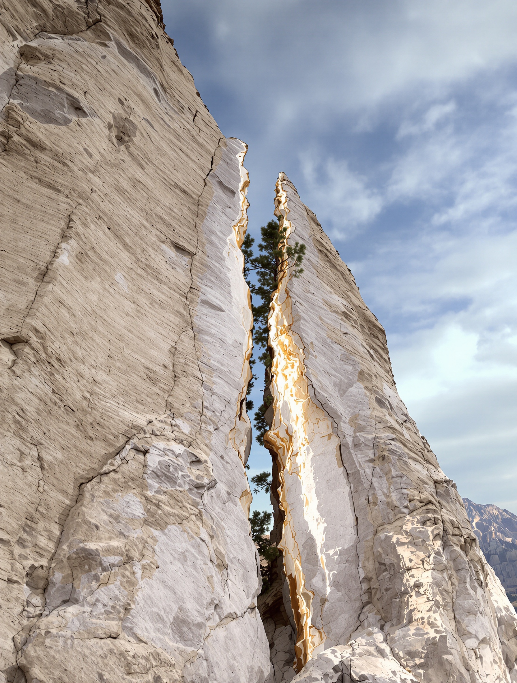 The lightning-split juniper of Jebel Shams, still living and weeping resin, hero image for Amouage Decision.