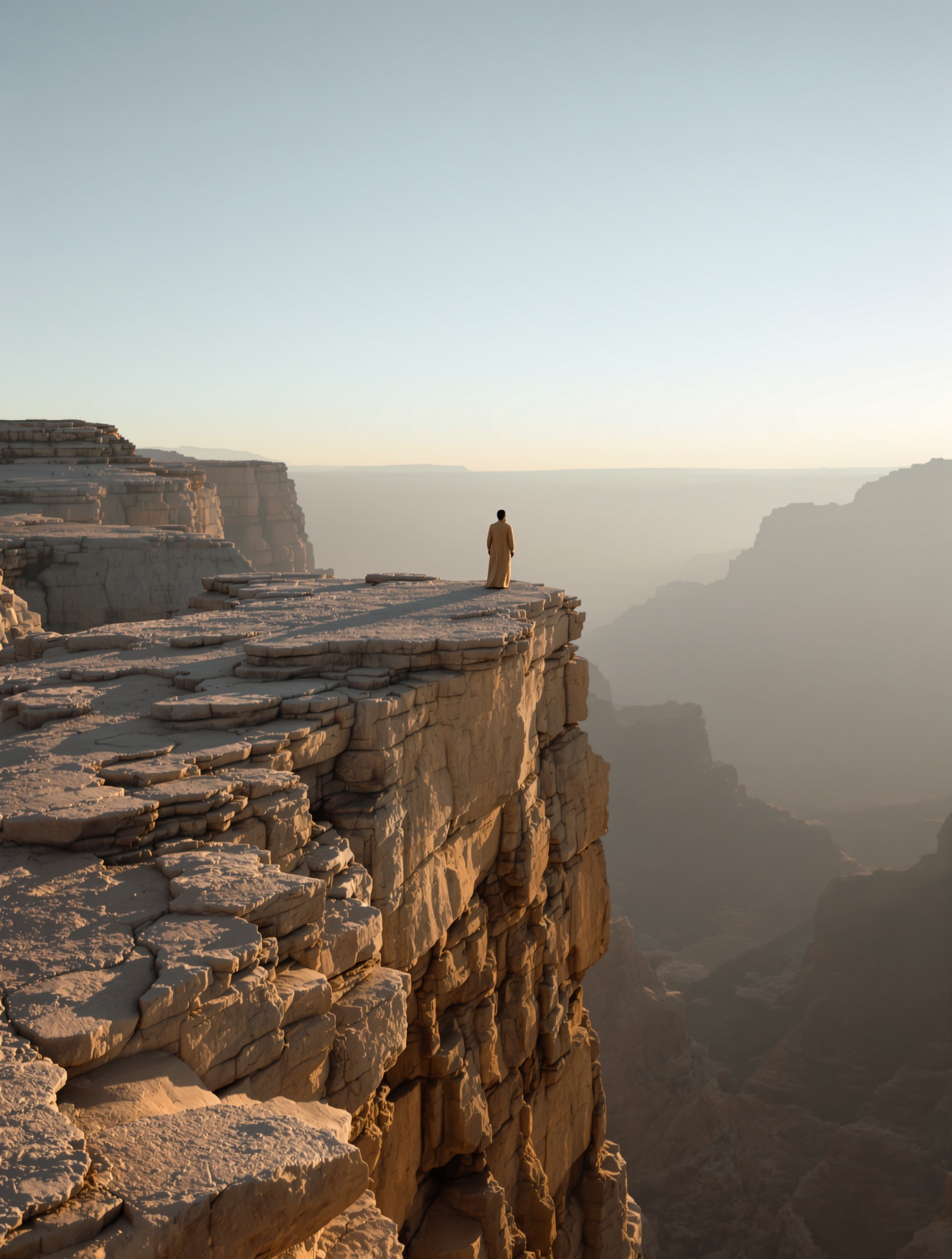 A solitary figure at the Jebel Shams ridgeline edge, the wanderer who has finally stopped, for Amouage Decision.