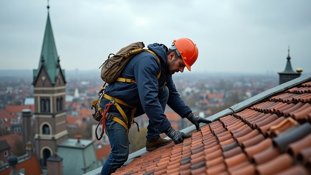 Dakdekker vakman aan het werk
