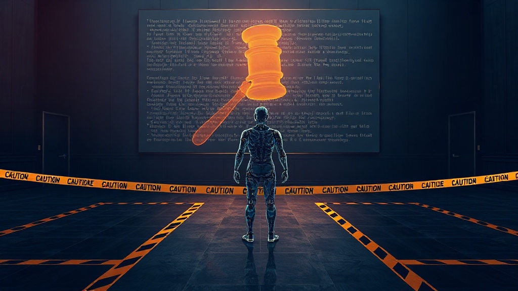 AI agent 站在法律邊界前的概念圖