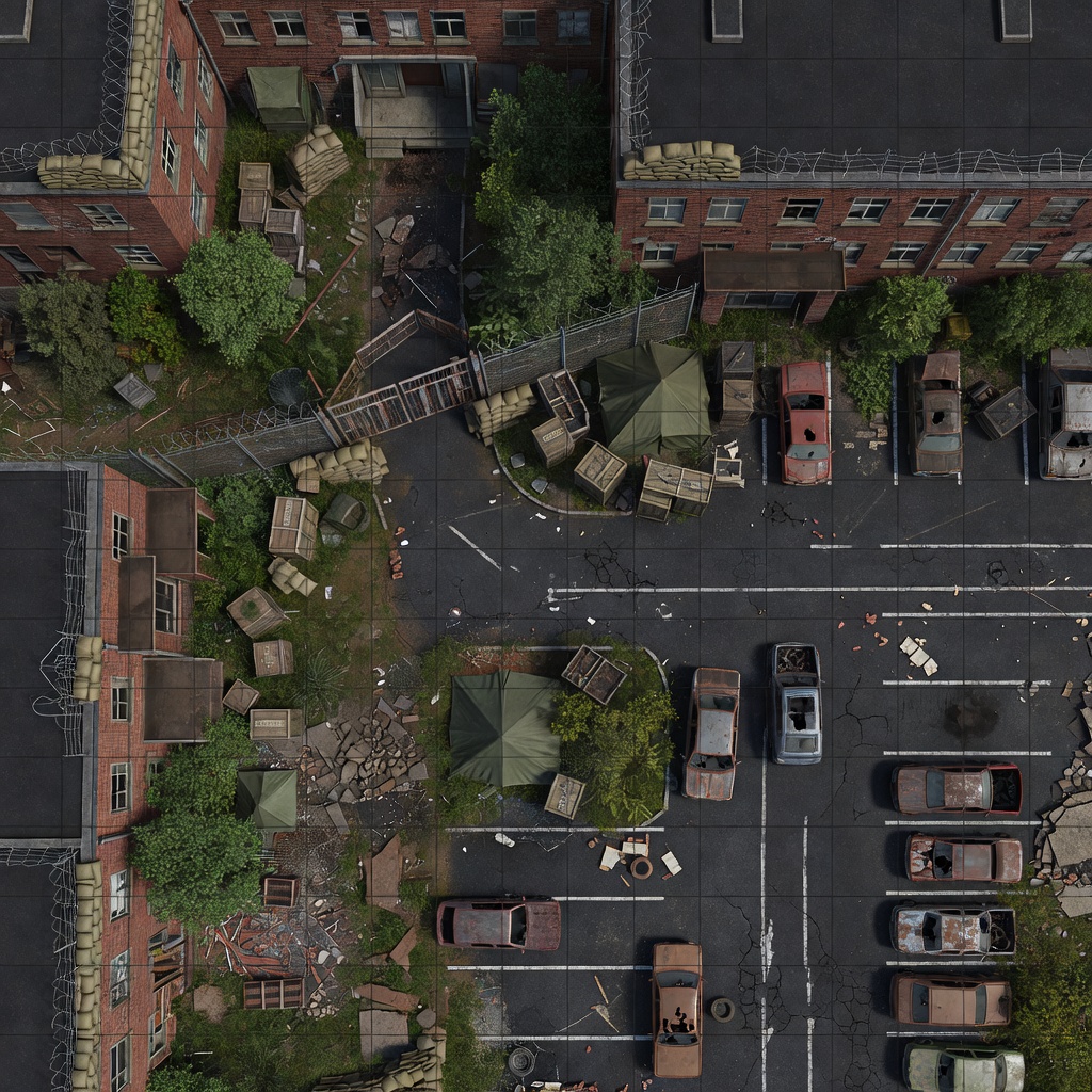 School Main Entrance and Car Park - Top Down Tile Sheet (1 / 2)