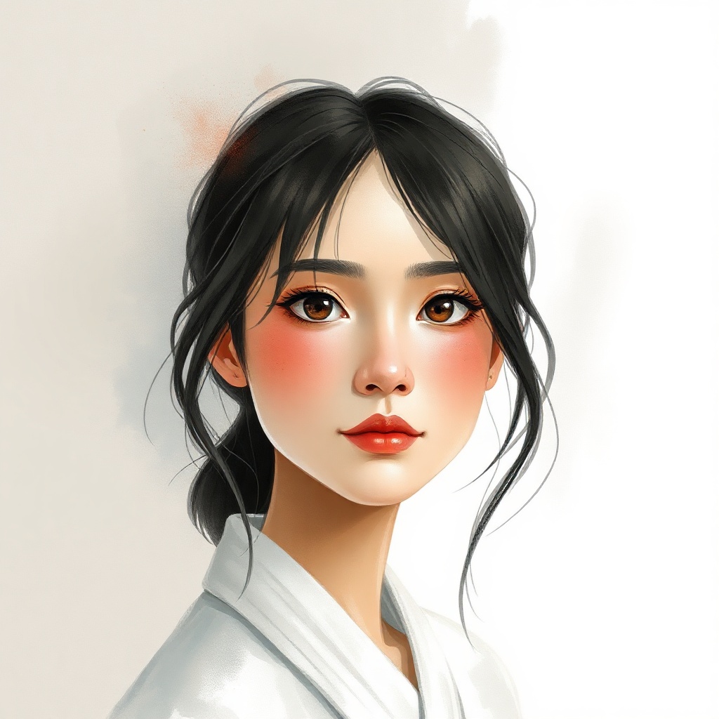 Square portrait avatar — A minimalist zen avatar with soft watercolor tones