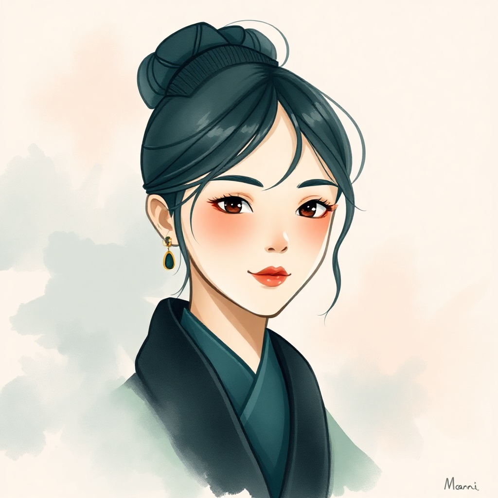 Square portrait avatar — A minimalist zen avatar with soft watercolor tones