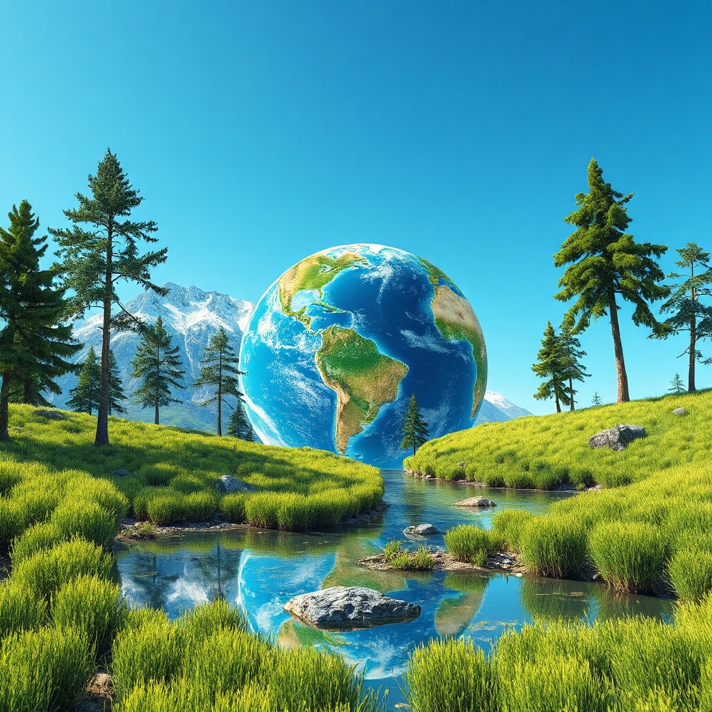 Earth land water grass trees