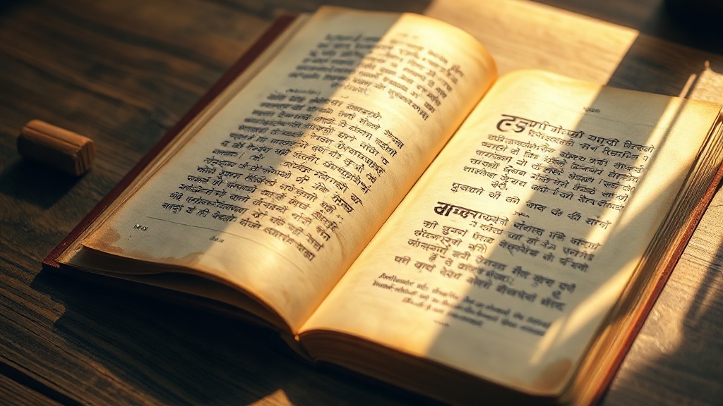 Manuscrit sanskrit ancien avec symbole swastika en début de texte sacré bouddhiste