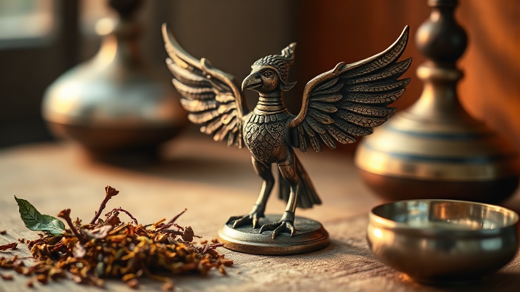 Statuette de Garuda en bronze aux ailes déployées, roi des oiseaux dans le bouddhisme