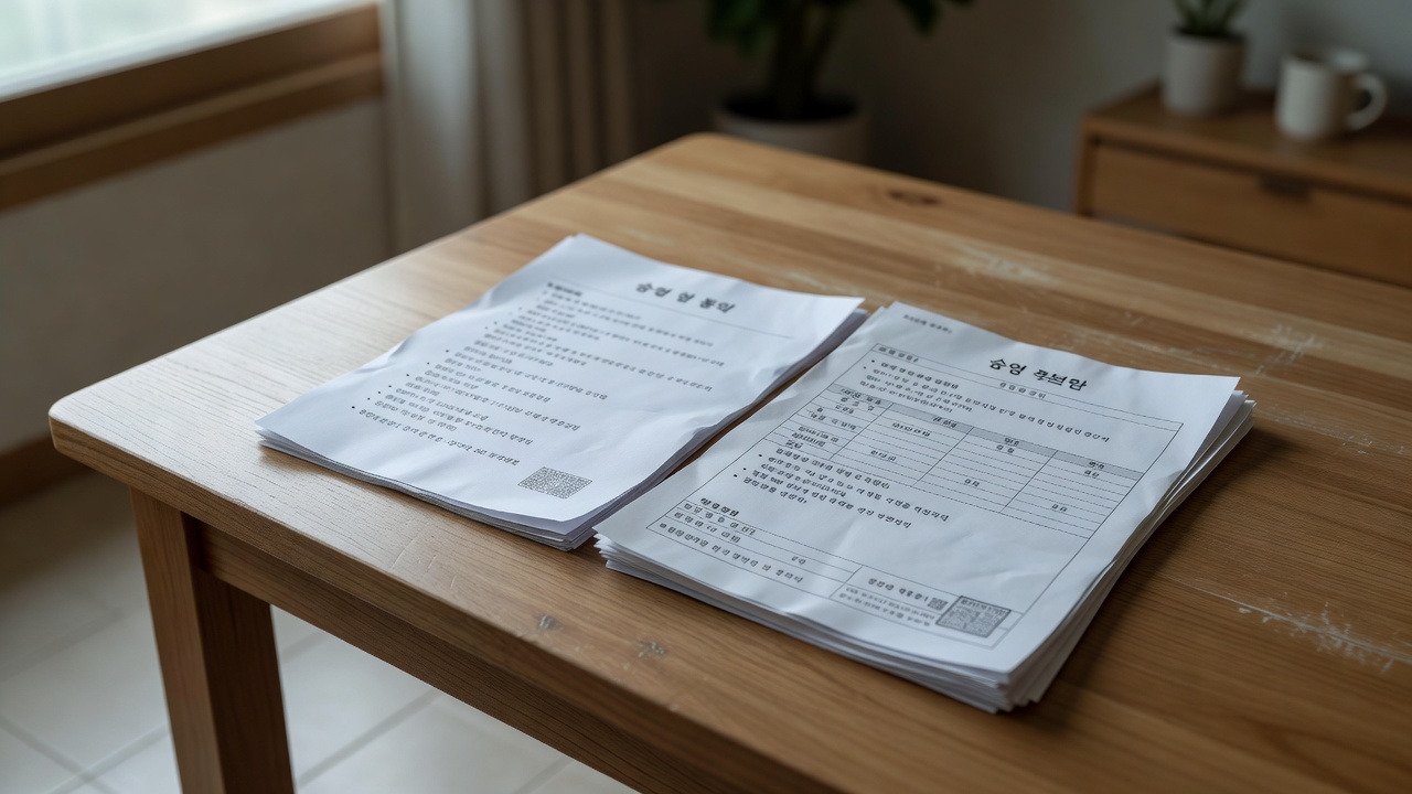 housing document checklist and registration papers on a wooden table