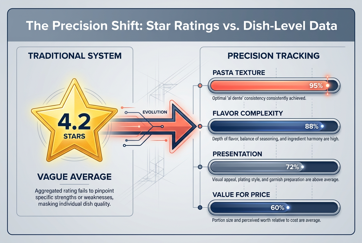 Modern food journaling moves beyond the limitations of the five-star system, prioritizing granular data points for individual dishes to create a more accurate culinary record.