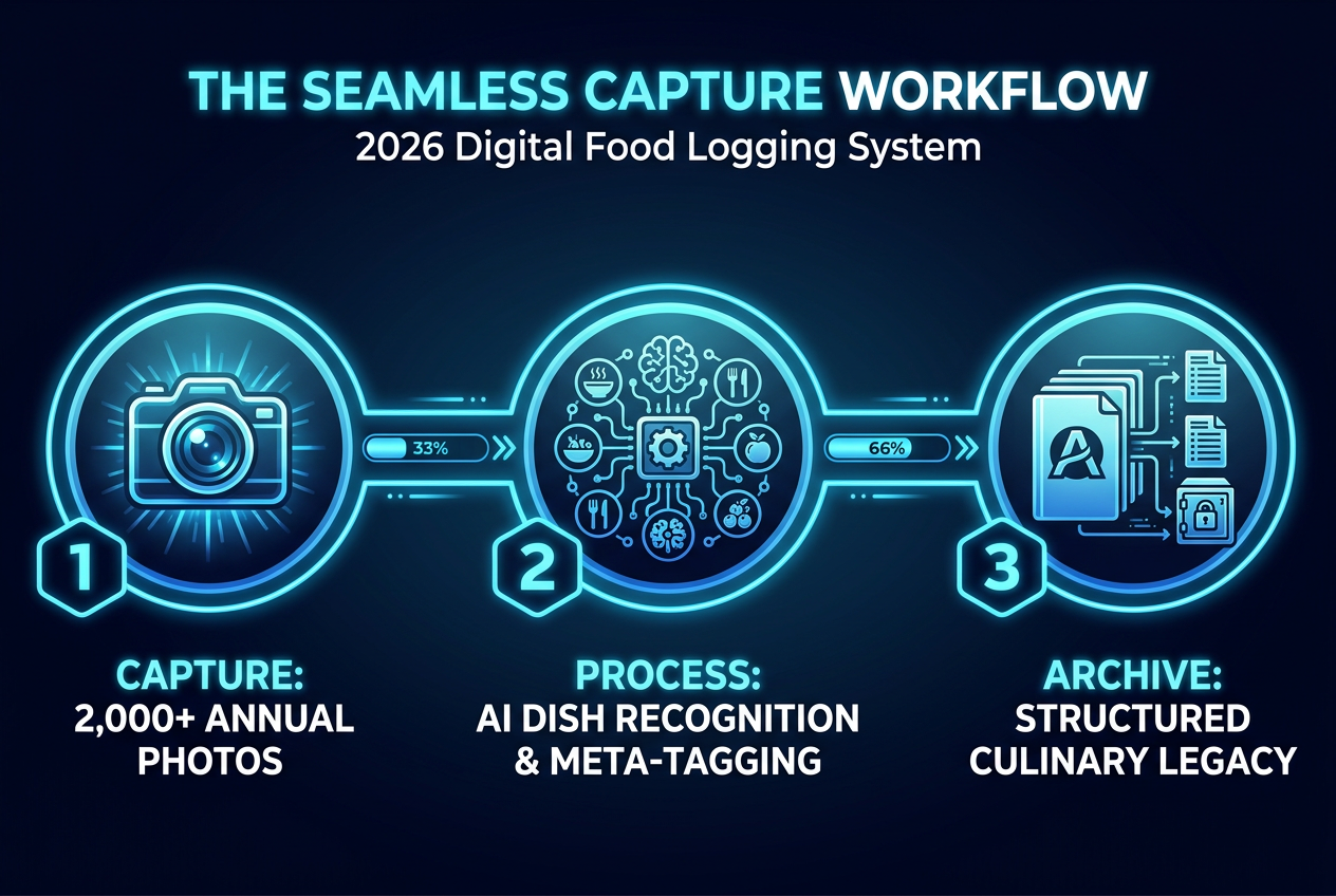 Stop the camera roll graveyard by adopting a structured workflow that uses AI to transform raw photos into a searchable, categorized archive of your dining history.