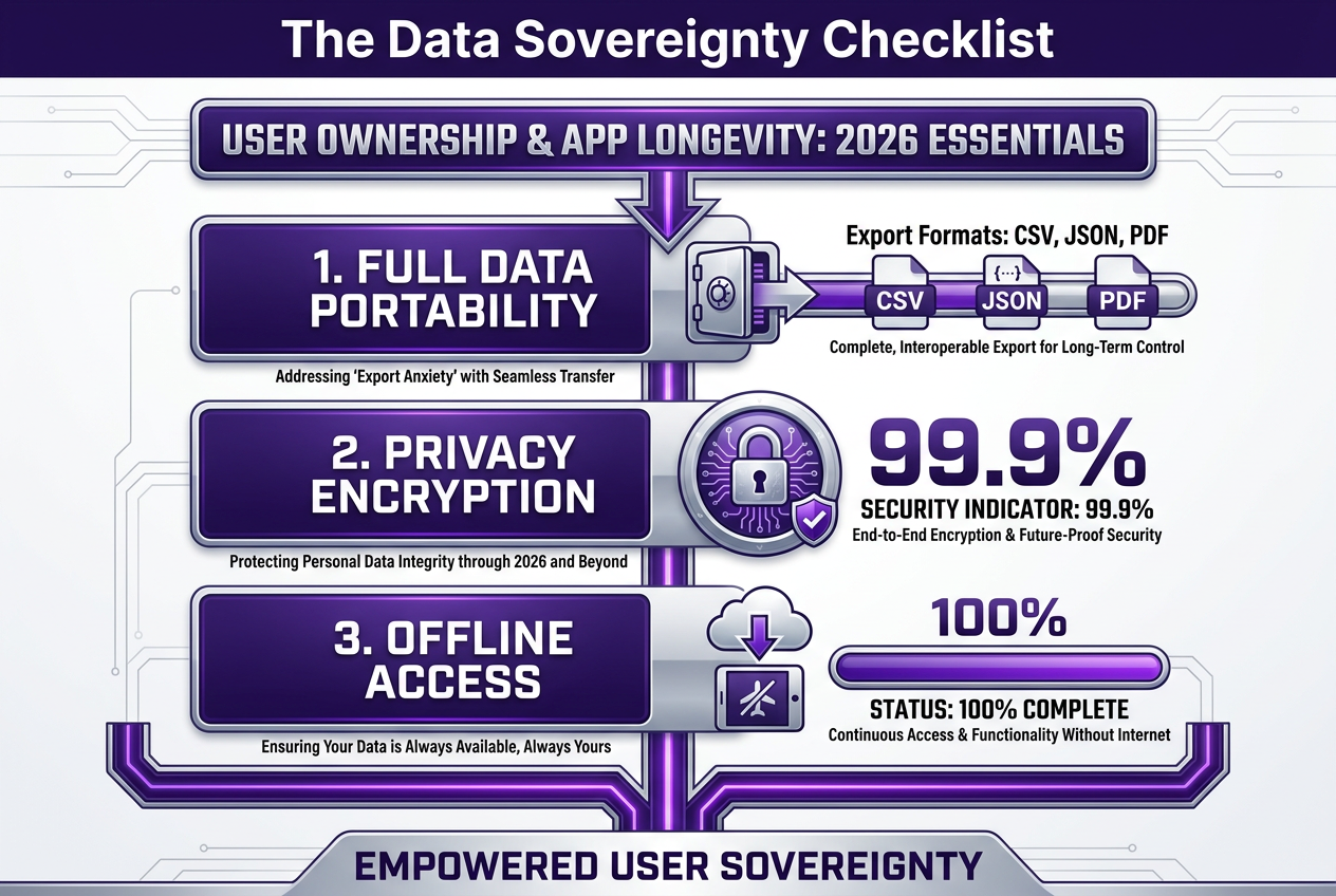 Prioritize data sovereignty by choosing apps that offer full portability and offline access, ensuring your years of restaurant reviews remain your property regardless of the platform.