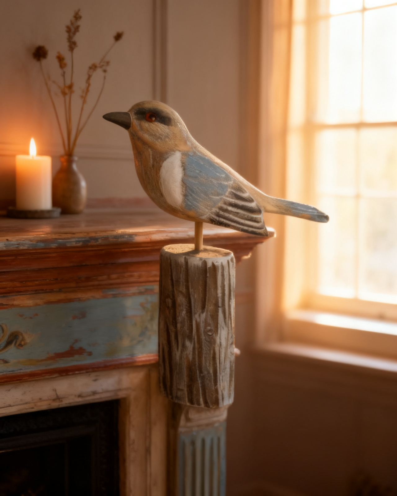 Side profile on a mantel