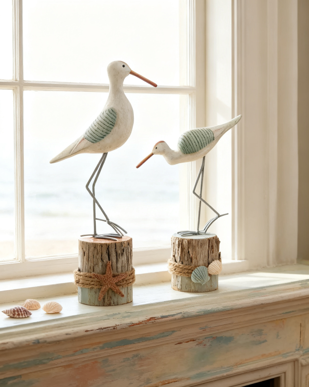 Side profile of the taller bird