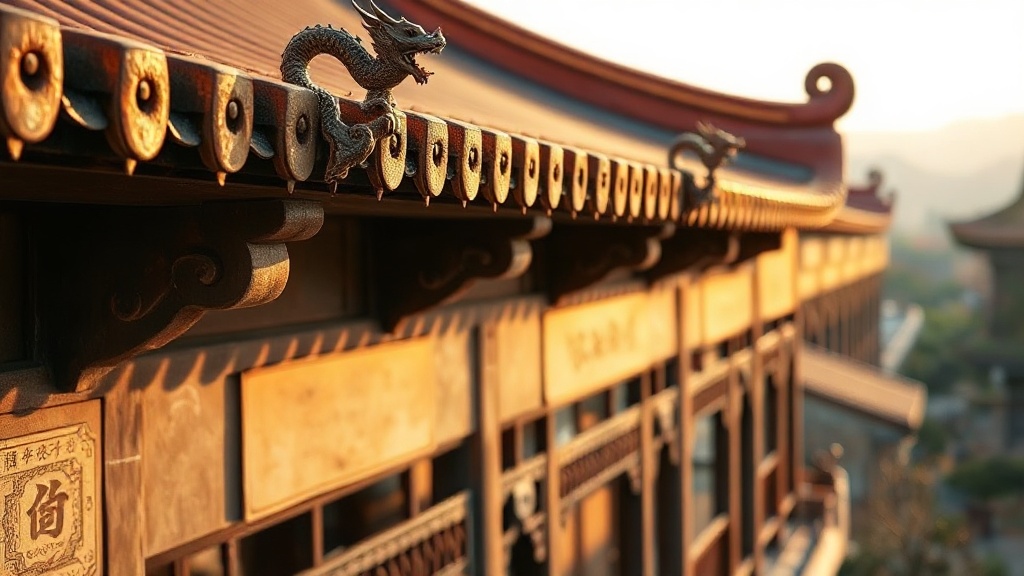 Toiture à tuiles courbes de style Tang du temple Kaiyuan de Xingtai, détail architectural