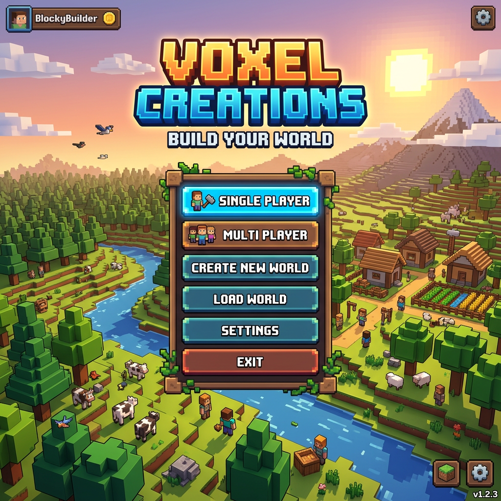 create a main manue voxel sandbox