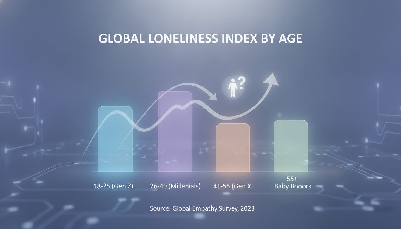 Research data visualization showing loneliness rates across different age demographics
