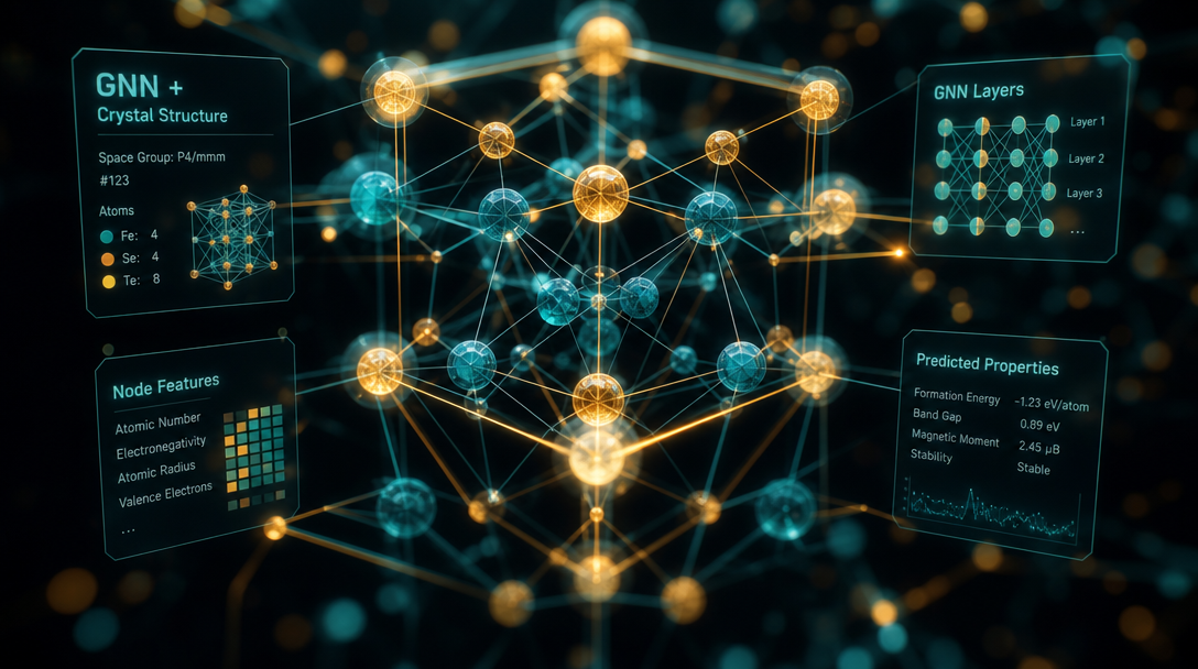 Réseau de neurones de graphe analysant une structure cristalline