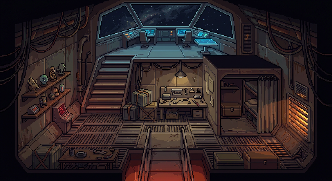 Image: Interior of a small smuggler starship, seen in top