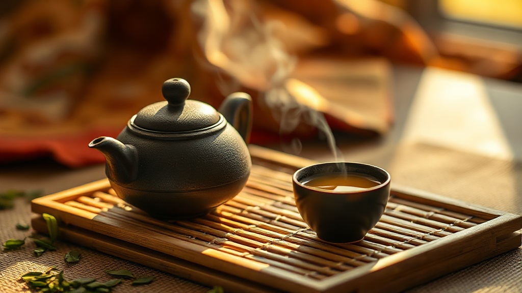 Petite théière japonaise kyusu avec tasse de sencha de première récolte ichiban-cha