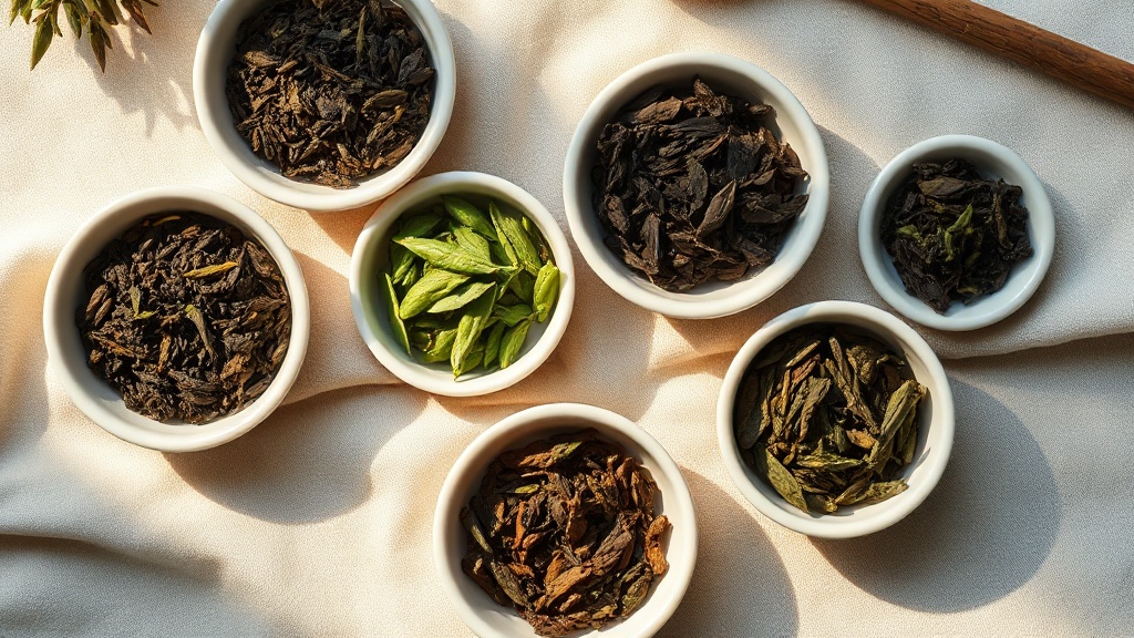 Différentes variétés de thés du matin présentées dans des bols en céramique