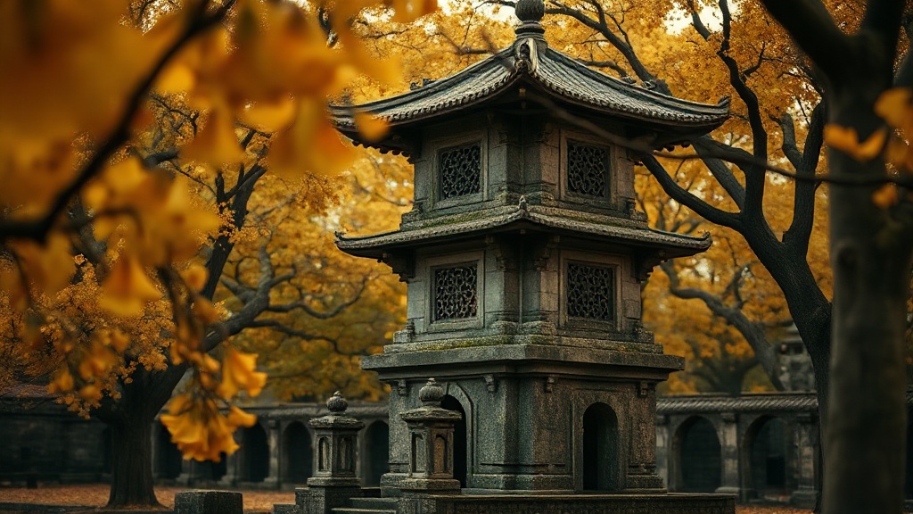 Pagode en pierre du temple Fawang sur le mont Song, entourée d'arbres anciens