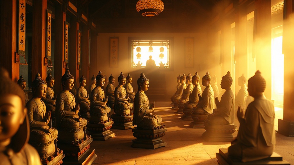 Statues d'arhants en argile de la période Yuan dans le Grand Hall du Grand Héros du Temple du Cheval Blanc