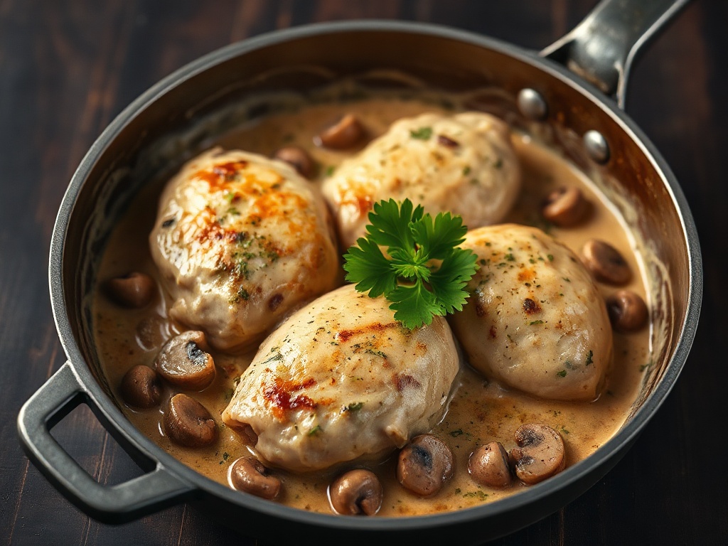 Suprêmes de Poulet à la Crème de Champignons Sauvages