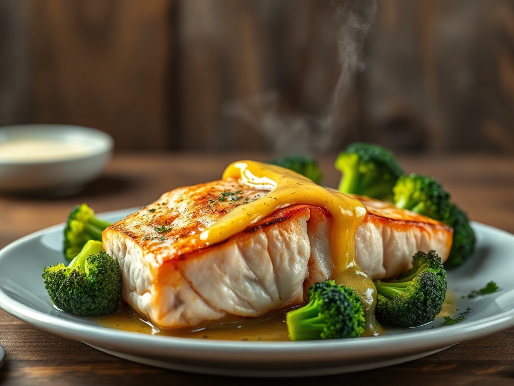 Pavé de Saumon Rôti et son Écrin de Brocolis au Beurre Citronné