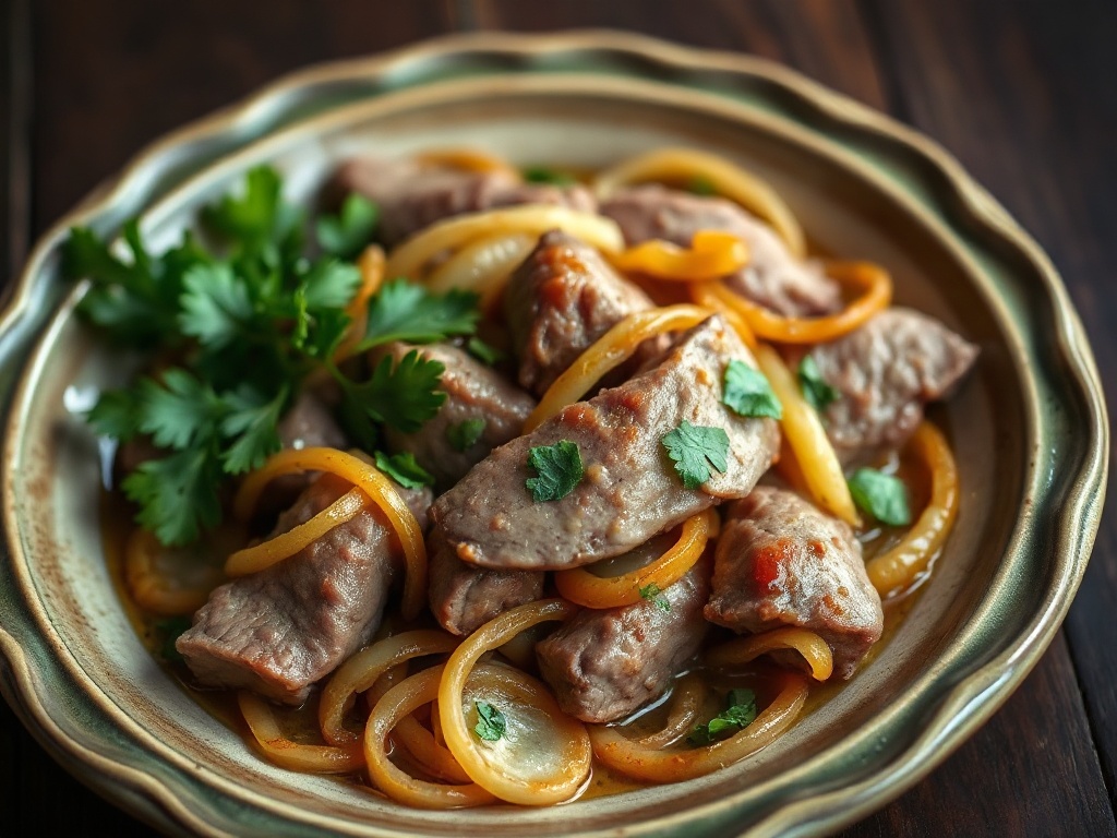 L'Émincé de Bœuf à la Lyonnaise et son Jus Acidulé