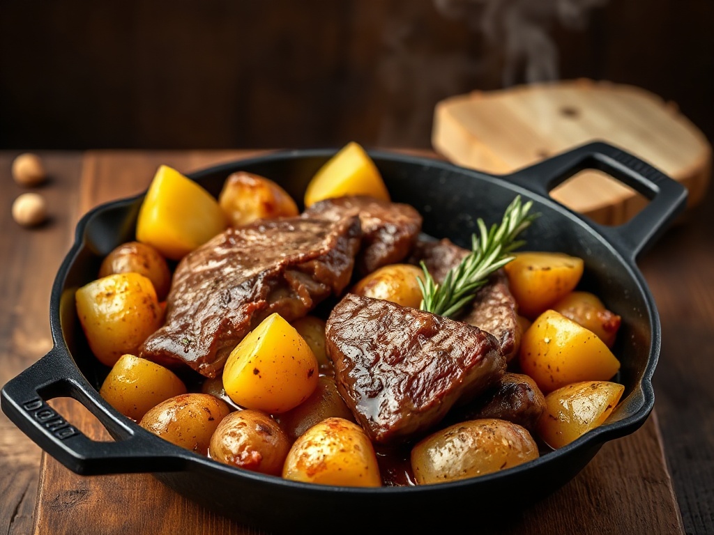 L'Émincé de Bœuf aux Grenailles et Beurre Maître d'Hôtel
