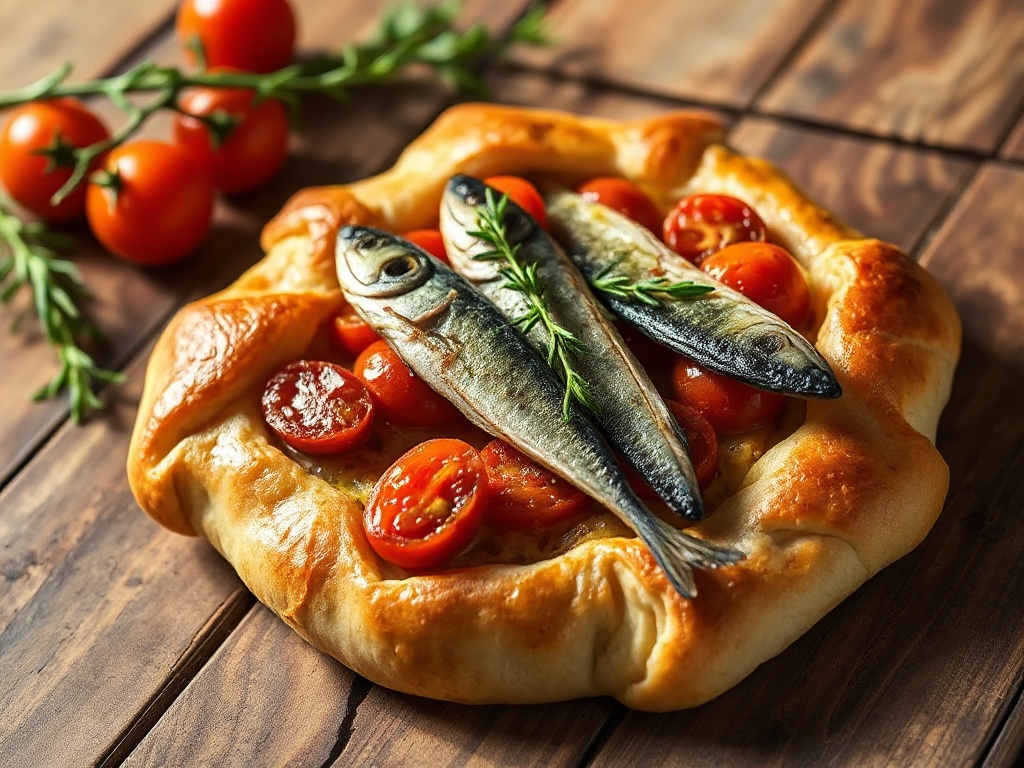 Tarte Fine Croustillante aux Sardines et Tomates Cerises
