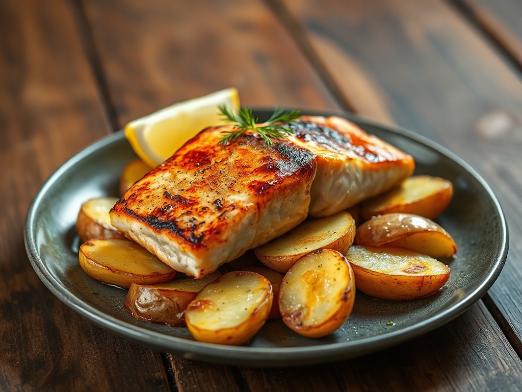 Poêlée de l'Atlantique au Saumon et Pommes de Terre Dorées