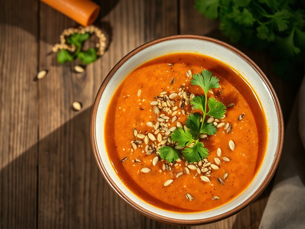 Velouté Ensoleillé de Lentilles Corail et Carottes au Cumin