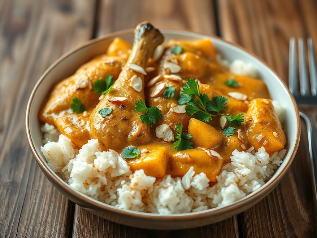 Suprême de Poulet à la Crème de Curry et son Riz Pilaf