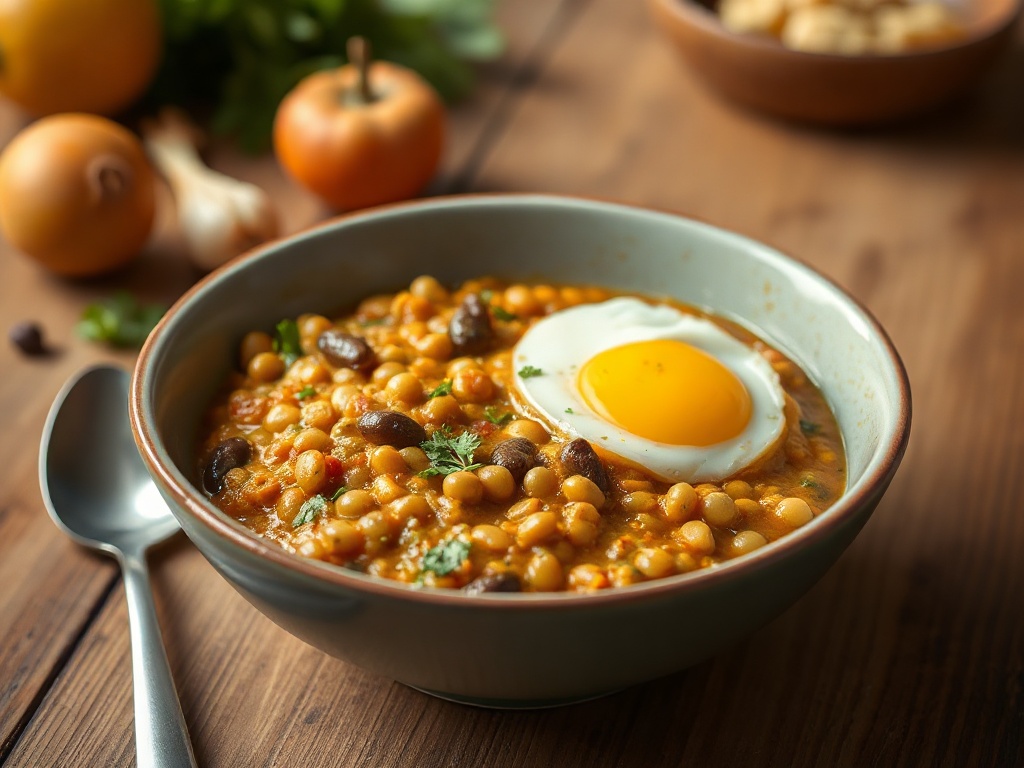 Bowl Sportif Économique : Dhal de Lentilles Corail au Beurre de Cacahuète et Œuf Mollet Maison