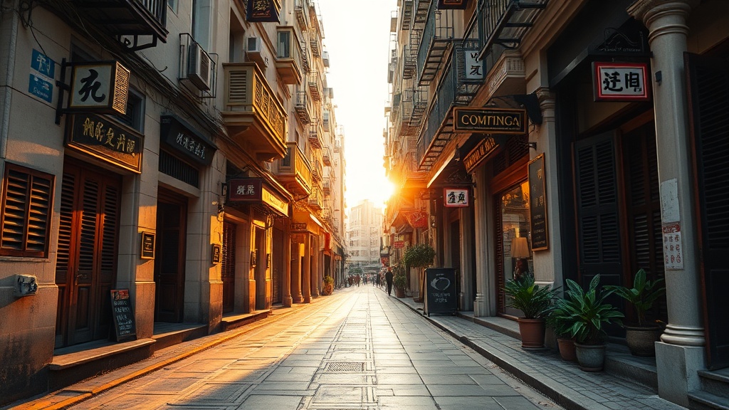Rue Hollywood Road à Sheung Wan, quartier historique du temple Man Mo de Hong Kong